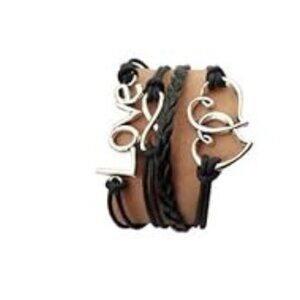 Handmade Braided Multi Layers Vintage Woven Rope Woven Leather Alloy Owl Bangle